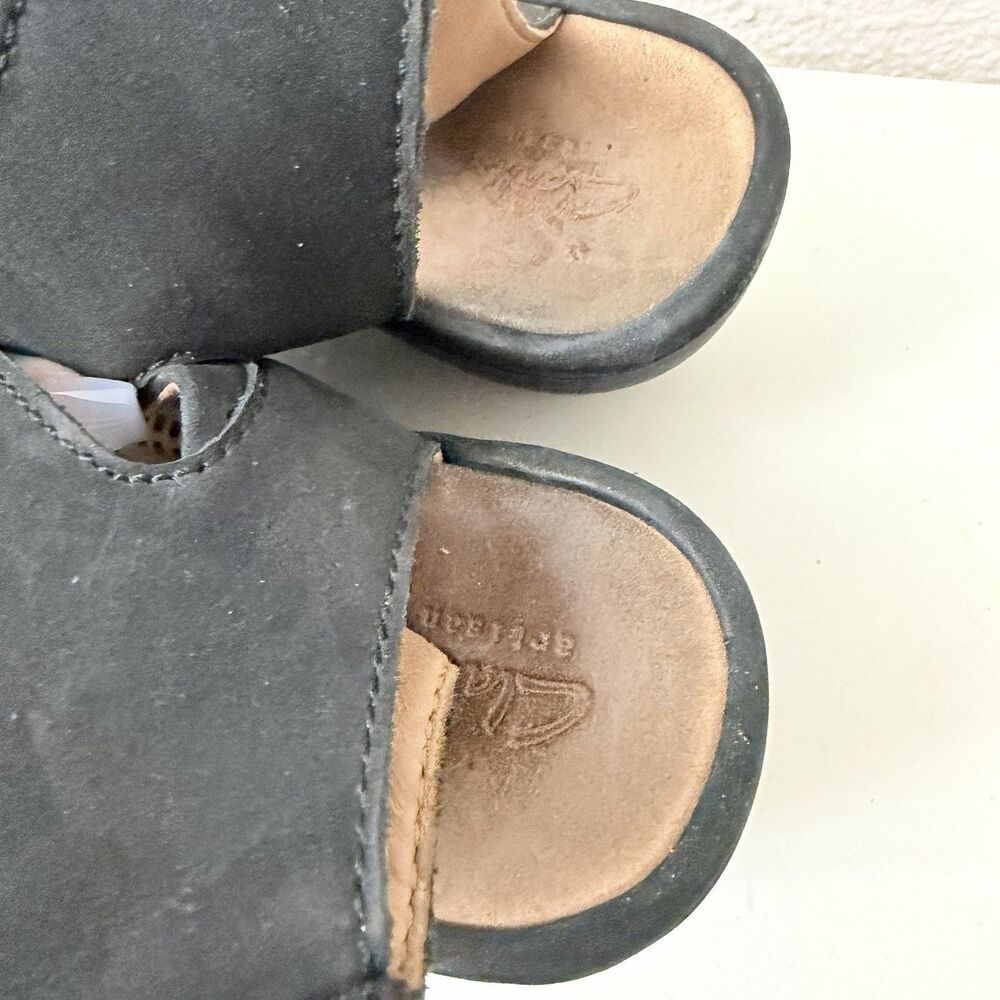 Clarks Artisan Black Nubuck Wedge Sandals Peep Toe Hook Loop Women’s 11 - Picture 5 of 11